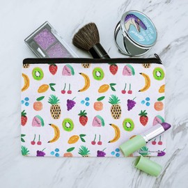 Tiny Fruits Bananas Cherries Grapes Kiwi Pineapples Makeup Cosmetic Bag Organizer Pouch
