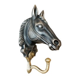 Pewery Vintage Horse-Shaped Decorative Wall Hook for Hanging Clothes, Coats, Towels, Keys, and Hats, Resin Antique Wall Sculpture with Hook for Wall Decor