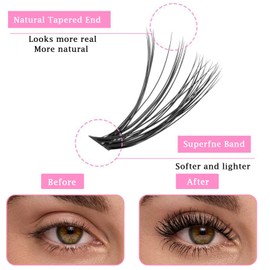 Fluffy Individual Eyelashes Kit Cluster Lashes, 540pcs Eyelash Clusters - D Curl Lash Extensions | 8-16mm Russian Style Cat-Eye Lashes | DIY High Volume & Soft Fiber (30+40+50+60+80+100D Pro)