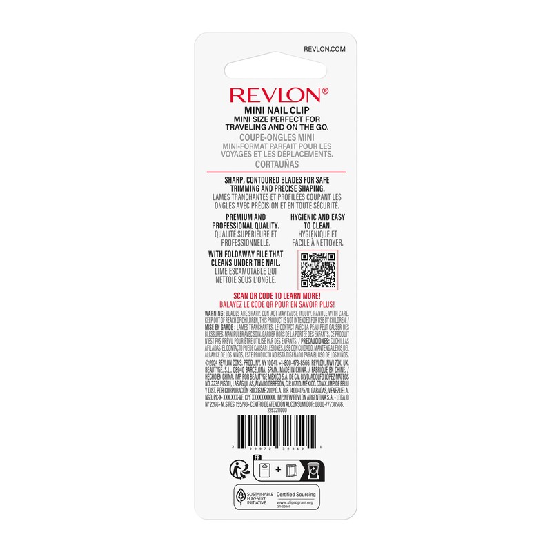 Revlon Compact Nail Clipper, Small Mini Design, Perfect for Travel,