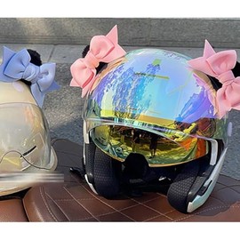 1 pair cute motorcycle helmet ears, motorcycle helmet decoration, three-dimensional bow cat ears with fastener, plush cat ear shape helmet decoration, removable helmet jewellery, rose red