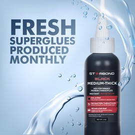 STARBOND Black Medium-Thick CA Glue Pro Kit (2 oz) – Rubber-Toughened, Impact-Resistant Cyanoacrylate Super Glue – for Durable Knot Filling, Crack Repair, Woodworking, Guitar, Hobby & RC Projects