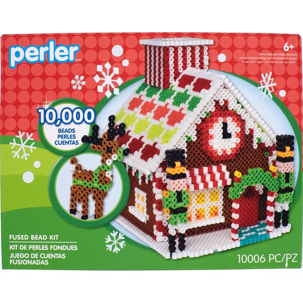Perler Santa's Toy Shop 3D Christmas Fuse Bead Kit for Kids and Families, Multicolor 10006 Piece