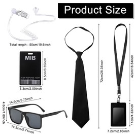 ZMDMAH Pack of 6 Spy Agent Costume Men in Black Costume Security Costume Costume Set Black Costume Accessories with Sunglasses Tie ID and Card Holder Suitable for Men, Women and Children