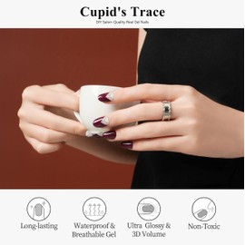 Drizzle Semi Cured Gel Nail Strips, Real Nail Polish Art Stickers (UV Light Required),Glitter, Solid Color, Full Wraps Long Lasting Waterproof, Nail Strips Decal for Women (Cupid's Trace)