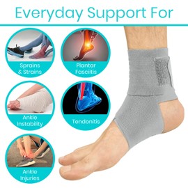 Vive Ankle Wrap (2 Pack) - Strap Heel Brace Stabilizer For Sprained Foot - Breathable, Soft, Firm Compression Sport Sleeve For Swelling - Adjustable Nonslip Elastic Support For Tendonitis (Women, Men)