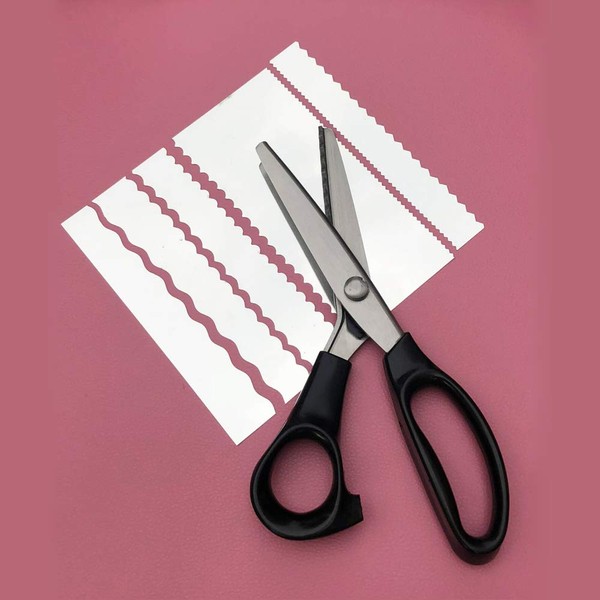 Stainless Shears/Fabric Paper Pinking Craft Shears - Stainless Steel Zig Zag Serrated scalloped Edges Cut Scissors for Sewing Dressmaking Needlework and Upholstery Dressmaking Size of 3 5 7 10 18mm