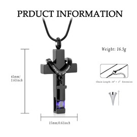 Cross Urn Necklace for Men Women Stainless Steel Memorial Cremation Jewelry for Ashes Urn Cremation Pendant for Human Ashes