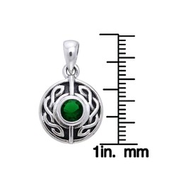 Jewelry Trends Irish Celtic Knot Round Sterling Silver Pendant Necklace 18" Green