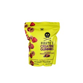 Pirate's Nutrition Creatine Gummies Zero Sugar, Captain's PassionBerry Curse, 120 Count, Passion Fruit and Raspberry Flavor, 5g Creatine Monohydrate, Vegan, Non-GMO, Gluten Free