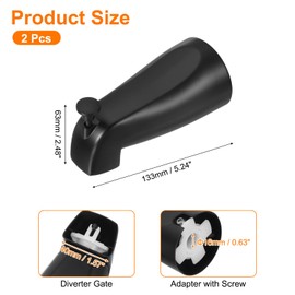 sourcing map 2Pack Slip on Diverter Tub Spout, Zinc Alloy Bath Spout Bathtub Faucet with Pull-Up Diverter for 1/2 Inch Water Tub for Bathroom Kitchen, Black