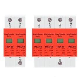 PXKGTQVB Circuit Breaker AC SPD.DIN Rail 2. 0ka 40ka 30ka 60ka 2p 4p 385V House Lightning Surge Arrester Protect Protection Low Voltage Arrester Device(10-20ka,4)