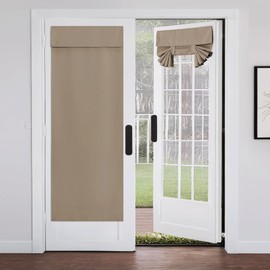 NICETOWN Front Door Window Covering, Blackout Kitchen Curtains for Privacy, Half Door Window Curtains Thermal Insulated Covering for Patio Glass, 26 inch x 72 inches, Cappuccino, 1 Panel