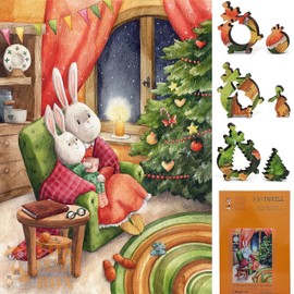 Wooden Jigsаw Puzzle for Adults - Uniquely Shaped Pieces - Made in The USA by FoxSmartBox - 240 Pieces - A Moment Before Christmas