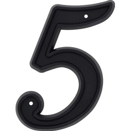 Hillman 844045 6-Inch Plastic House Number 5 , Black