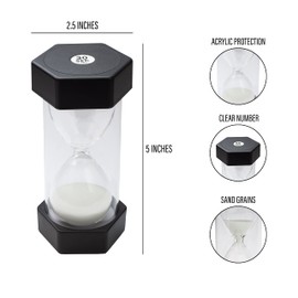 TeacherFav Sanduhr für Kinder, 30 Sekunden, schwarz, 12,7 cm, Stundenglasuhr, mit Acryl überzogen, für Klassenzimmer, Zuhause und Kinderzimmer (mittlere Einzelpackung)