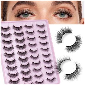 CALAILIS False Eyelashes Natural Look Fake Lashes 20 Pairs 4 Styles Wispy Fluffy False Lashes Faux Mink Fake Eyelashes Cat Eye Lashes Soft and Reusable Strip Lashes (HS06)