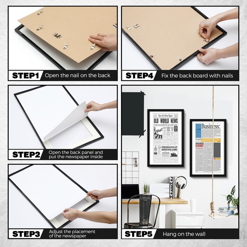 DoubleFill 6 Pcs 11x22 in Newspaper Frame with Mat Assorted