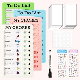UPINS 4Pcs Chore Chart for Kids Multiple Kids, Daily Chore Board Checklist Board to Do List for Family Adults, Visual Schedules and Planning Board, Routine Chart for Home Office School