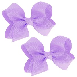 WD2U Baby Girls Set of 2 Small Grosgrain 3" Pigtail Hair Bows Alligator Clips Lavender
