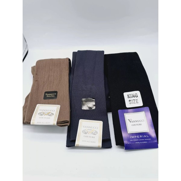 King Vannucci Cotton Support Socks KING SIZE Size:13-16 Taupe, Grey,