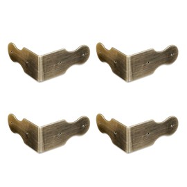 4Pcs Brass Corner Protectors Right Angle Brackets 90 Degree Corner Braces for Box Cabinet Table Chair, 50 x 50mm, Bronze