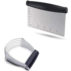 Pastry Blender Stainless Steel Dough Mixer and Pastry Scraper Tool Set for Baking Pizzas, Pastries and pies