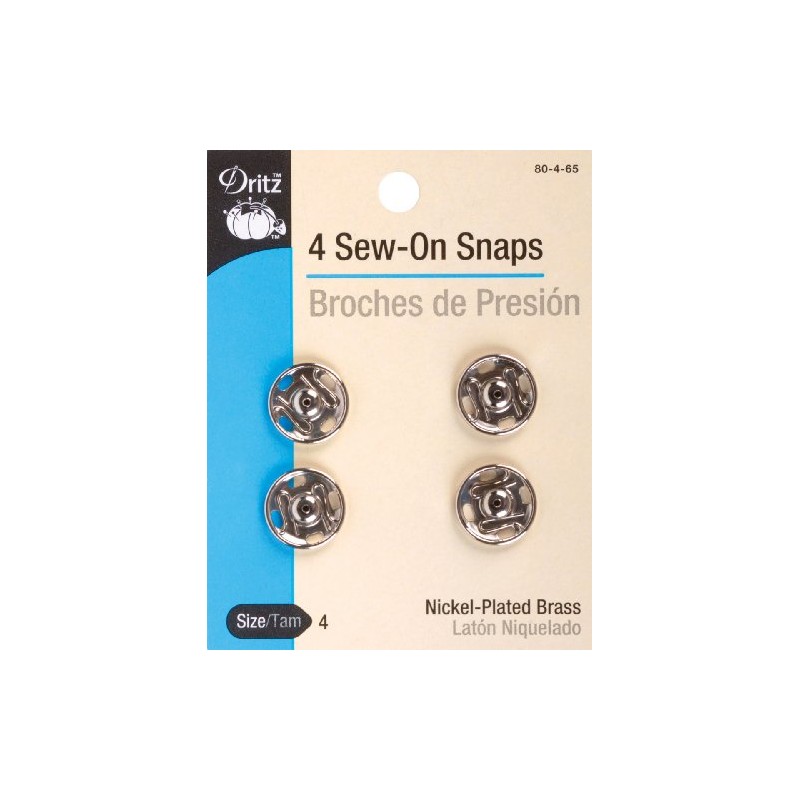 Dritz Sew-On Snaps Nickel Size 4
