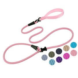 Slip Lead Dog Leash Strong Nylon Rope Leash Anti-Choking Anti-Pull and Outdoor Walking Training Lead for Small Medium Large Dogs (Pink, 1/2"×6ft)