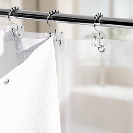 Vipfree Vipfree 3 in 1 Shower Curtain Set, Waffle Shower Curtain and Liner Set with 12 Double Sided Shower Curtain Hooks, 258GSM Luxury Weighted Cloth Shower Curtains for Bathroom, 72 W x 72 H, White