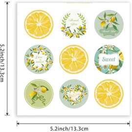 LBYHZS 180 Pcs Etiquetas Adhesivas de Limón, Pegatinas Redondas 1.5 Pulgadas, Pegatinas Temáticas de Verano, Bolsas para Regalos, Bodas, Cumpleaños, Fiestas, Navidad, Dulces, Frutas (Amarillo)