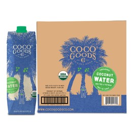 CocoGoodsCo Vietnam Single-Origin 100% Organic Coconut Water, Non-GMO, Never from Concentrate (33.8 fl. oz/1 liter, 6 pack)