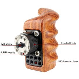 NICEYRIG Wooden Handle Grip with ARRI Rosette for Sony Nikon Canon Camera Cage Shoulder Mount Support Rig System (Left)