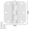 TDCHINGES 3 1/2" Matte White Door Hinges 3.5" 5/8" Radius