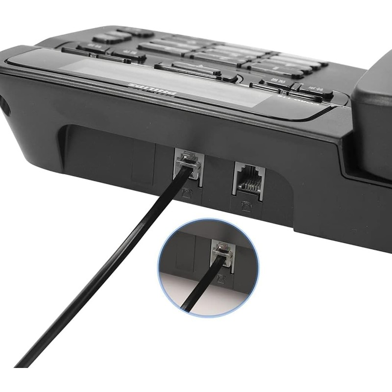 Long Telephone Extension Cord 6 FT, Black, Phone Cable Line