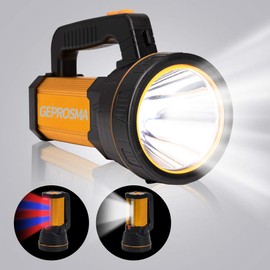 GEPROSMA Multi Functions Rechargeable Flashlight High Lumens,Handheld Spotlight LED 6000 Lumens Super Bright, Large Battery 10000 Long Lasting Powerful Searchlight Plus Side Lantern,Home Outdoor