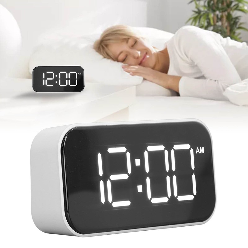 Digital Alarm Clock Large Number USB Rechargeable Mirror Electronic Desktop