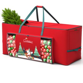 UIRWAY Christmas Tree Storage Bag- Fit for 7.5ft Artificial Trees, 600D Oxford Christmas Tree Bag with Transparent Pouch & Side Pocket, Extra Large Tree Bags with Sturdy Handles & Dual Zipper, Red
