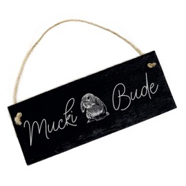 Dwarf Rabbit Rabbit - Muckibude - Rabbit Hutch Sign Made of Slate Engraved Rabbit Hutch Door Sign 22 x 8 cm
