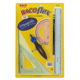 Baco | Equipo Geométrico Bacoflex Ultra Flexible con Compás - 1 Juego Geométrico con 6 Piezas en Colores Traslucidos