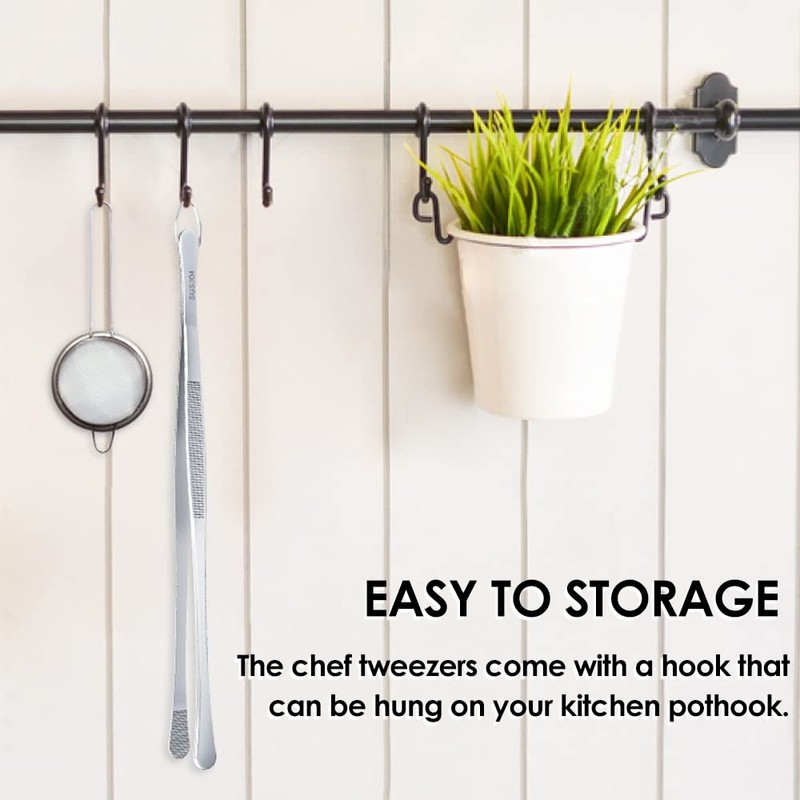 Gutsdoor キッチンピンセット トング 304ステンレススチール フードトング シェフピンセット 料理 BBQ パスタ用 (12インチ幅)