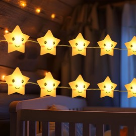 BOLWEO Lichterkette Sterne, 2M 20LED Lichterkette Batteriebetrieben Nachtlicht Sternlichterkette Lichterkette Innen für Zimmer Deko Geburtstag Party Weihnachts, Warmweiß Sterne