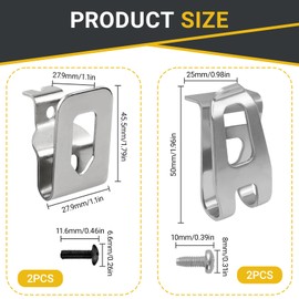Pack of 4 Belt Clip Replacement Belt Hook Stainless Steel Hooks for Dewalt 20V Belt Clip with Screws Driver Belt Clip Drill Clip C 12V 18V XFD01 DTD144 DHP481