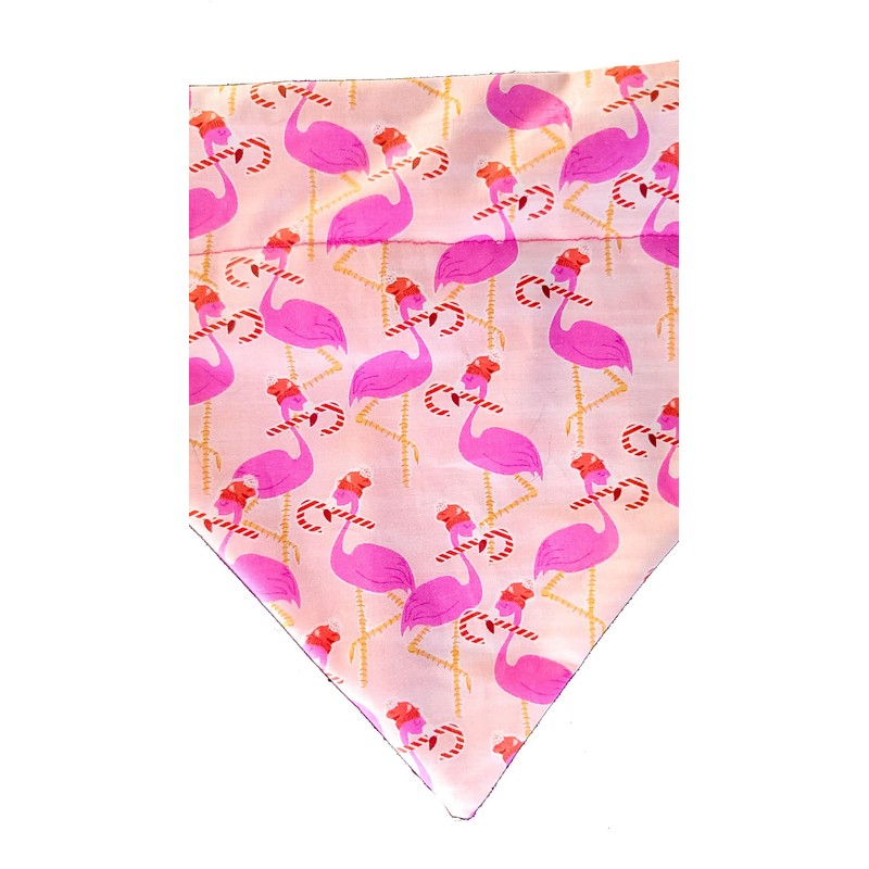 Christmas Flamingo's Over the Collar Dog Bandana That Slips onto