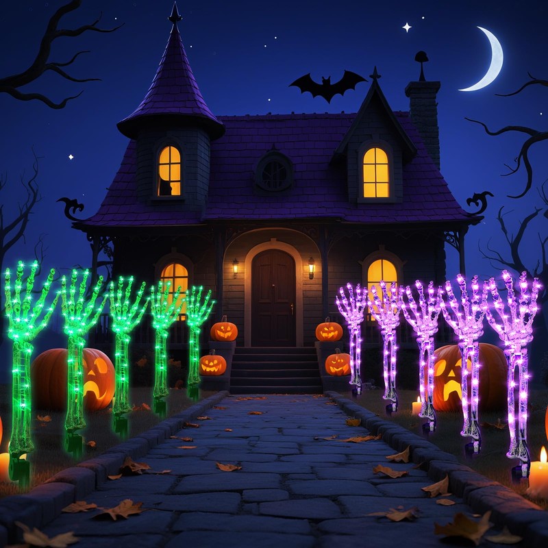 Zhaoray Solar Halloween Decorations,5Pack Skeleton Hands Halloween Pathway Lights -