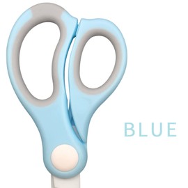 Portable Ceramic Baby Food Scissors Shears with Cover and Travel Case,Ceramics Shear Drop-Resistance Baby Safety Kids Food Feeding Accessories Scissors Tableware Household Tool (Blue)