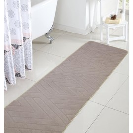 Jiyuhang Bath Mat Microfiber, Non-Slip Bath Mats for Bathroom Floor, Rhombus Geometric Pattern Shower Mat, Extra Soft Super Absorbent and Machine Washable Bathroom Mat (Beige, 40 x 120 cm)