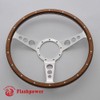 Flashpower 15'' Classic Wood Steering Wheel Riveted with Horn Button