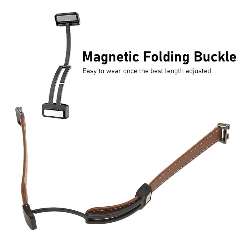 Magnetic Watch Band PU Leather Replacement Unisex Quick Release Wristband
