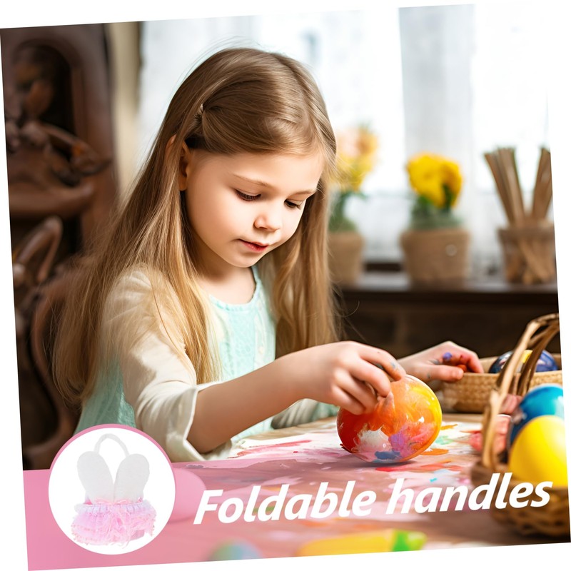 FELTECHELECTR Versatile Rabbit Ear Flower Basket Handle Small Basket for